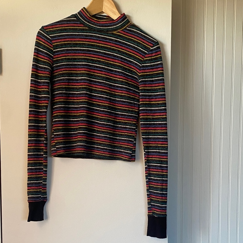 Urban Outfitters Multicolor Striped Mock Neck Long Sleeve Top